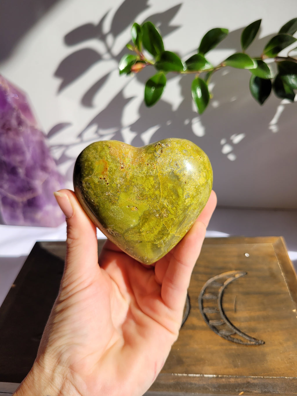 Green Opal Puff Heart