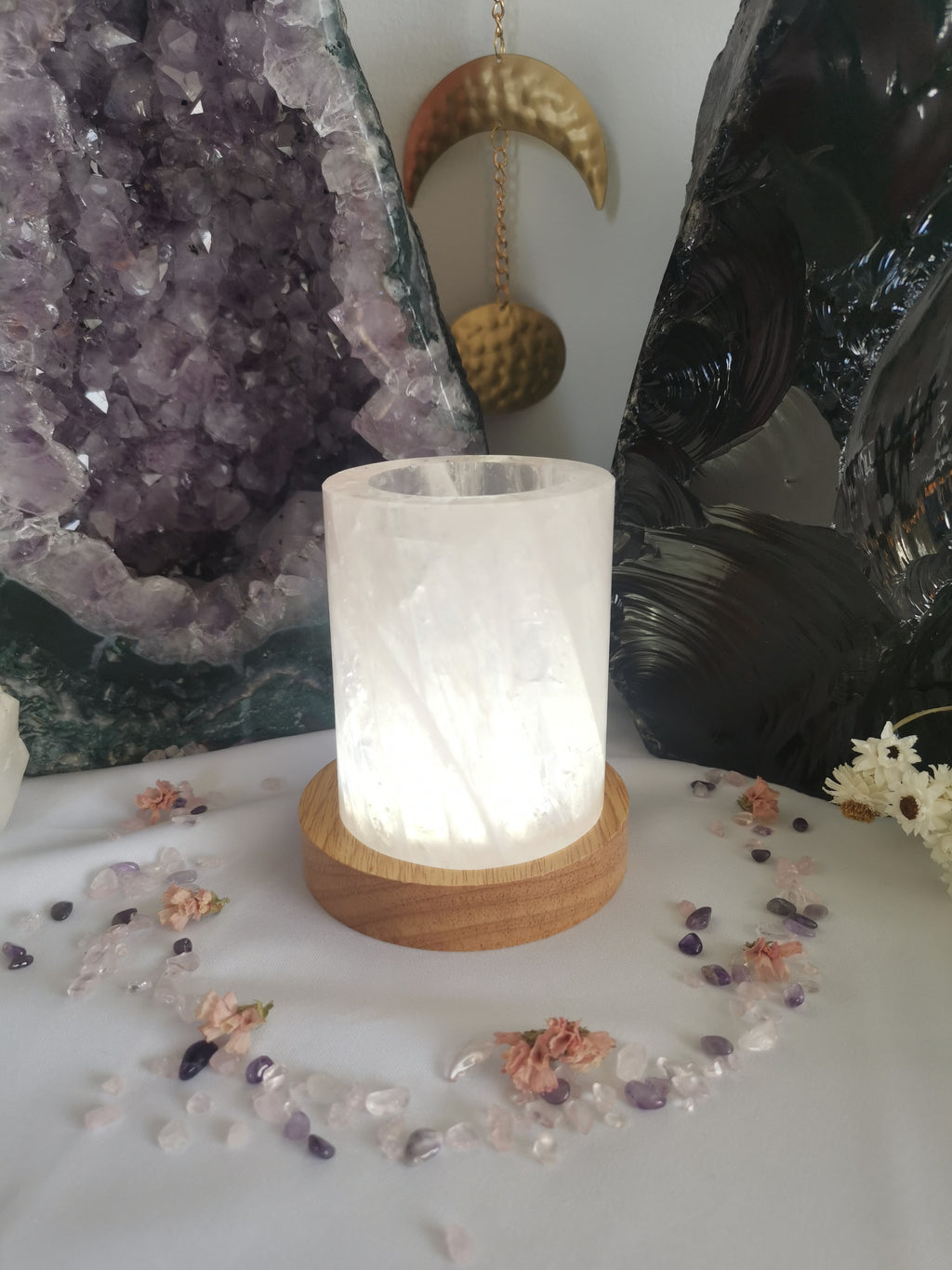 Rose Quartz Cylinder Lamp