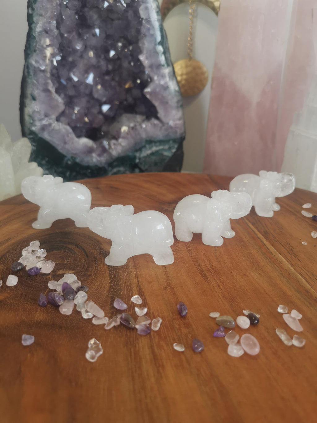 Clear Quartz Elephants