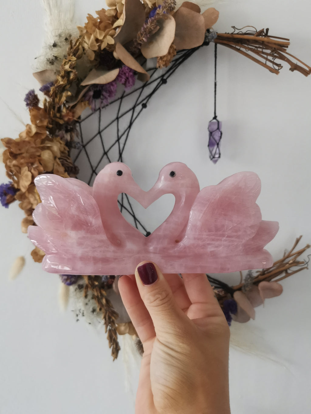 Rose Quartz Love Swans